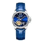 REEF TIGER RGA1583 Fashion Flower Diamond Watches for Women - Luxury Blue Dial Automatic Mechanical Watch